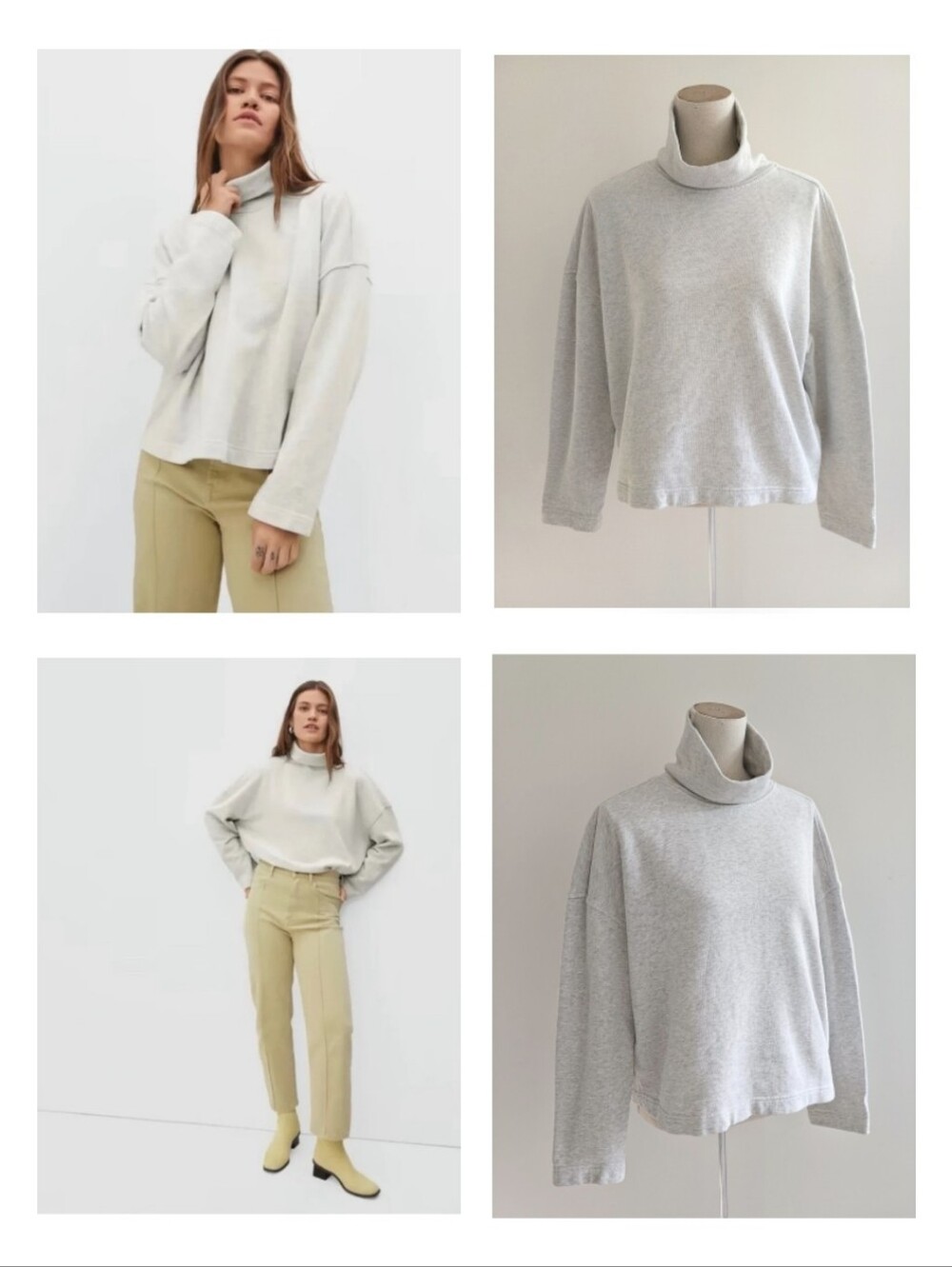 Everlane Heather Light Heathered Gray Turtleneck Pullover Sweatshirt